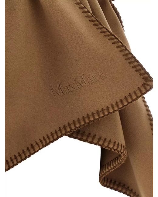 Max Mara Brown Mxacolomba Cape Belted Waist Asymmetric Hem