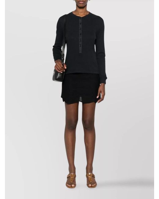 Tom Ford Black Silk Cotton Scallop Hem Mini Skirt
