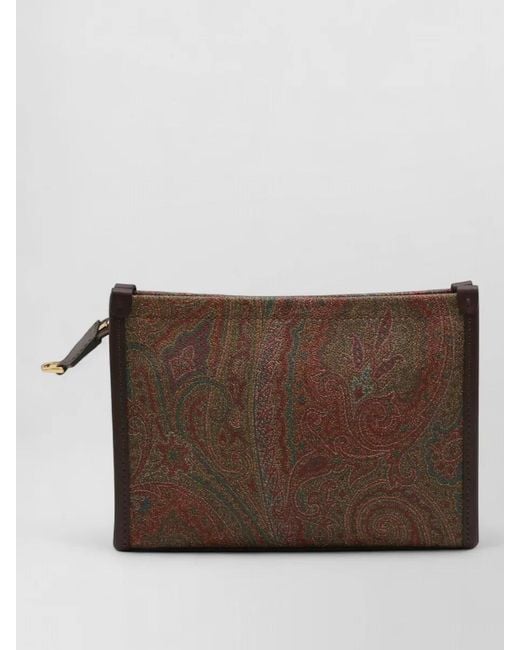 Etro Brown Arnica Mini Suede Clutch Bag