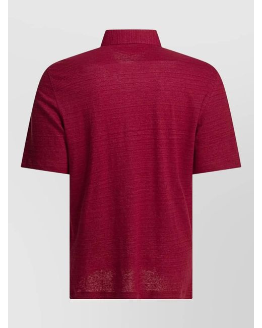 Brunello Cucinelli Red Linen And Cotton Polo Shirt for men