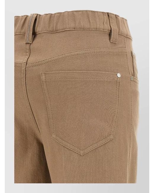 Brunello Cucinelli Natural High Waist Pull On Wide Leg Jeans