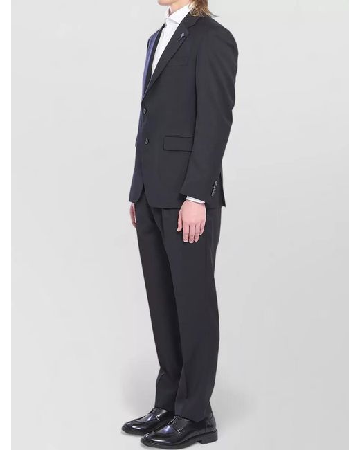Lardini Black Virgin Wool Single-Breasted Suit for men