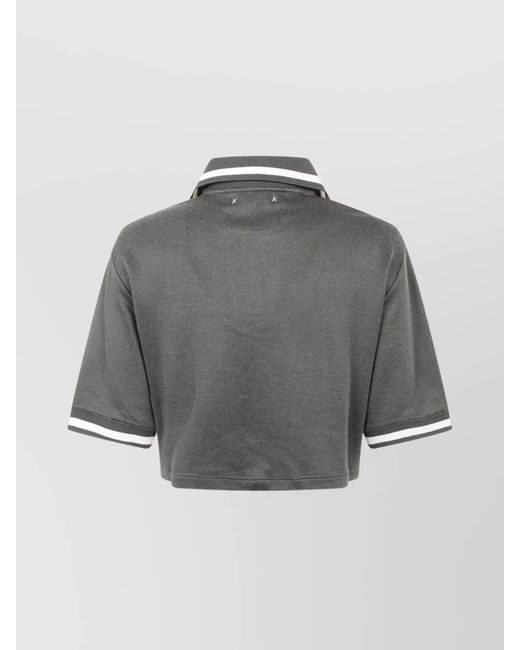 Golden Goose Deluxe Brand Gray Cropped Polo Shirt