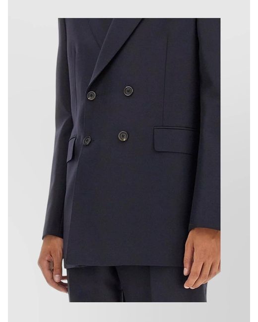 McQueen Blue Wool Mohair Double-Breasted Jacket for men