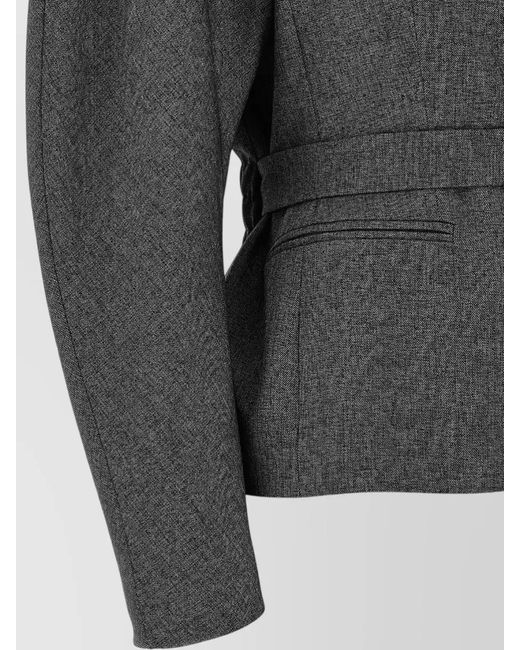 ANDAMANE Gray Margaux High Collar Belted Long Blazer