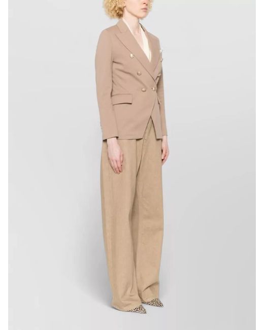 Circolo 1901 Pink Cotton Blazer Double Breasted Notch Lapels Pockets