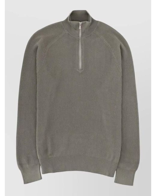 Brunello Cucinelli Gray Cotton Zip Shirt for men