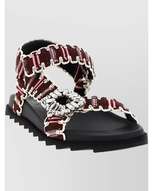 Roger Vivier Multicolor Slidy Trek Sandals Open Toe Textured Strap