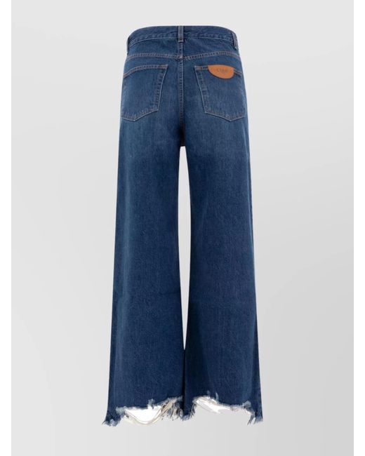 Chloé Blue Cotton Regular-Fit Wide-Leg Jeans