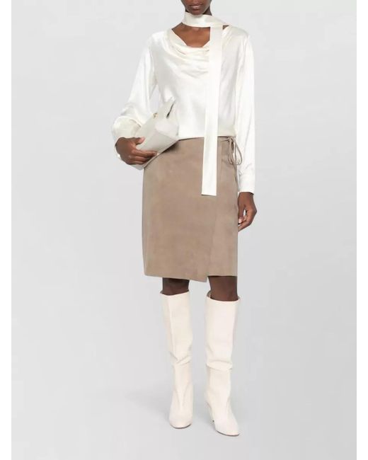 Max Mara White Silk Neck Scarf Blouse