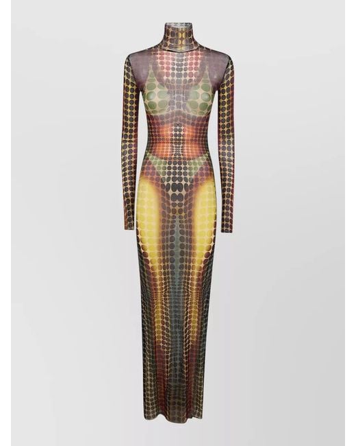 Jean Paul Gaultier White High Neck Long Sleeve Maxi Dress