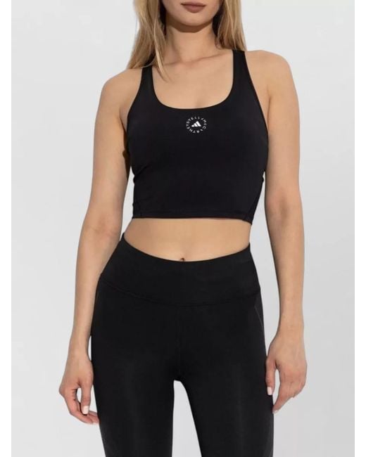 Adidas By Stella McCartney Black Logo Cropped Tank Racerback Stretch Top