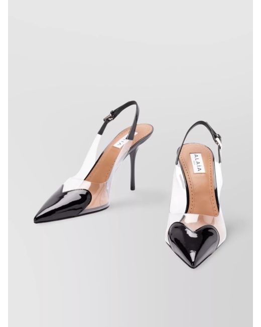 Alaïa Metallic Patent Leather Heart Cutout Slingback Pumps