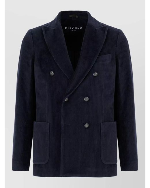 Circolo 1901 Blue Corduroy Double-Breasted Coat for men