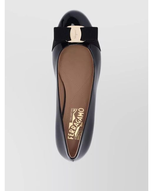 Ferragamo Black Patent Leather Ballerina Flats