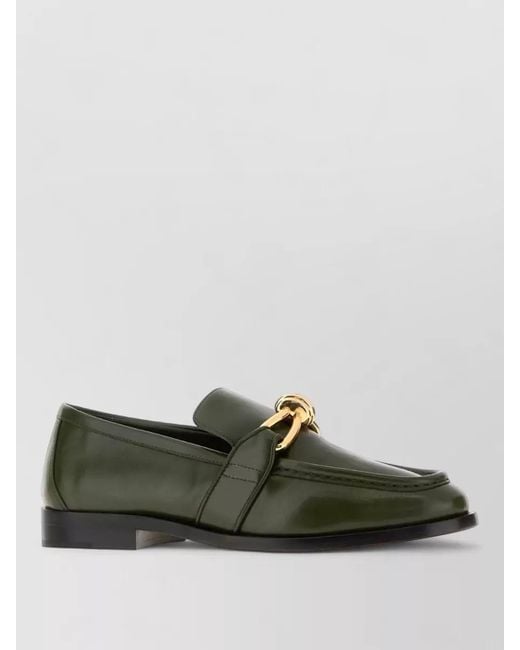 Bottega Veneta Green Astaire Leather Loafers Tone Hardware