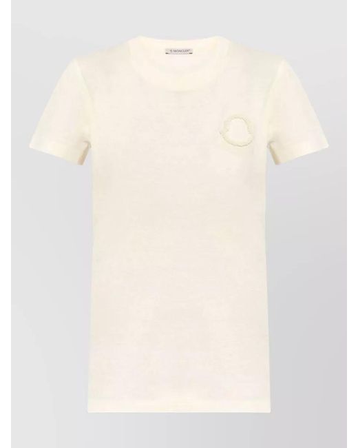 Moncler Natural Cotton Embroidered Logo T-Shirt
