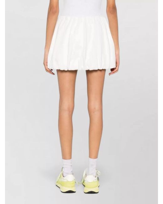 DUNST White Cotton Mini Skirt Bubble Hem Pockets