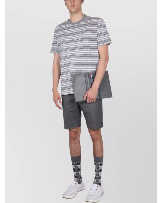 Thom Browne Multicolor Striped T-Shirt Featuring Grosgrain Tab for men