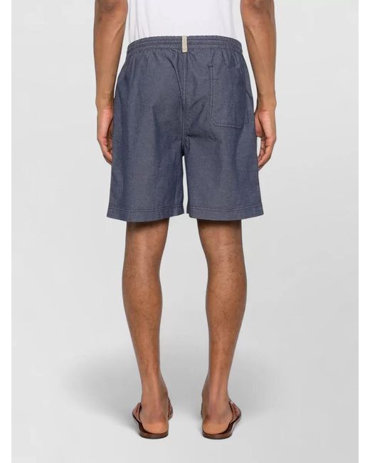 Woolrich Blue Washed Drawstring Shorts Side And Back Pockets for men