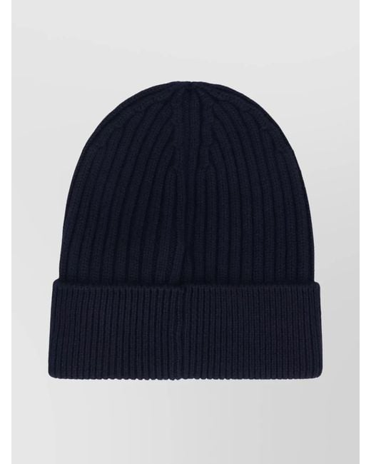 Moncler Blue Ribbed Virgin Wool Beanie for men