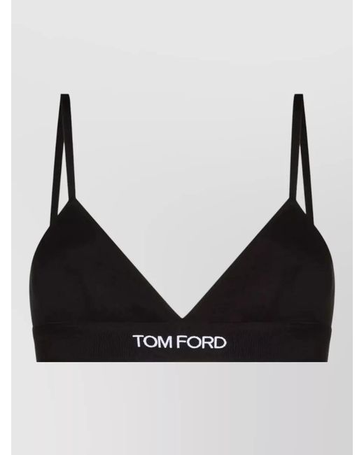 Tom Ford Black Modal Bra Adjustable Straps Triangle Cups
