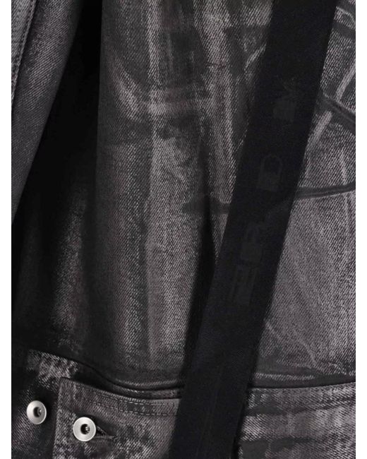 Rick Owens Black Printed Design Jacket With Long Sleeves And Pockets for men