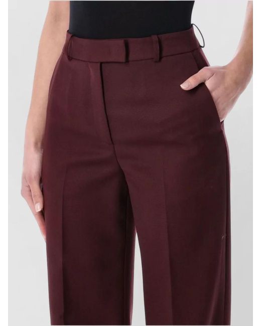 Frankie Shop Red Lenora High Waist Straight Wool Trousers