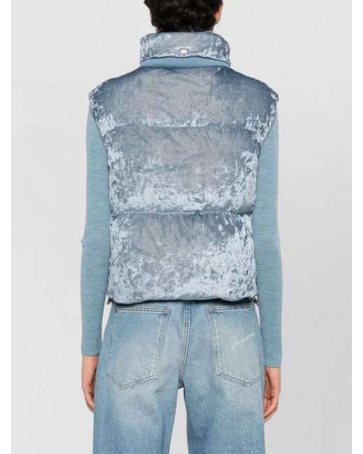 Herno Blue High Collar Sleeveless Drawstring Padded Coat