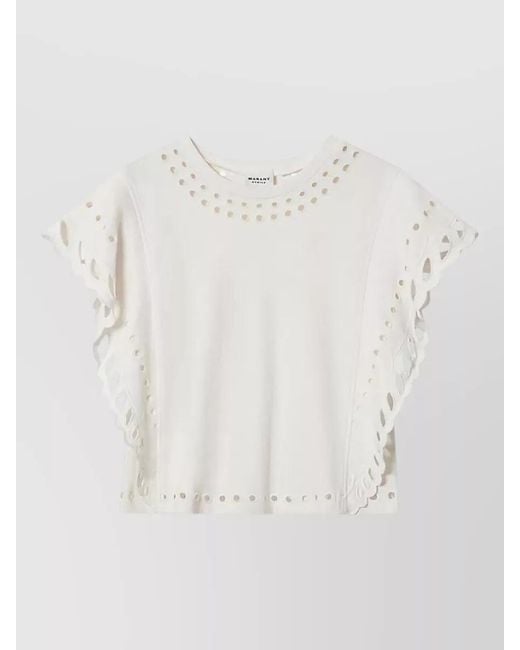Isabel Marant White Cotton Short-Sleeve Blouse