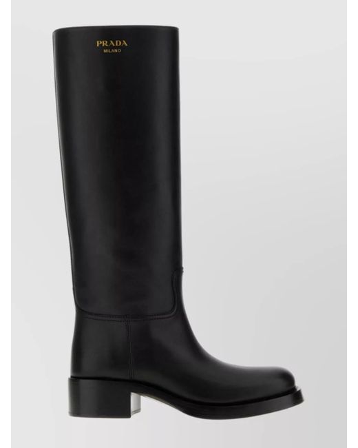 Prada Black Leather High Boots