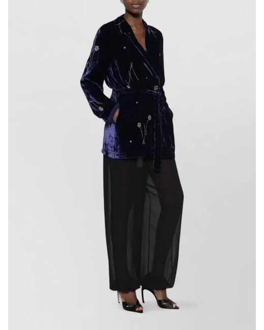 Forte_forte Blue Floral Velvet Kimono Jacket Evening Style