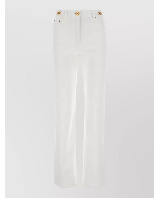 Versace White Denim Mid-Rise Slim-Fit Flared Jeans