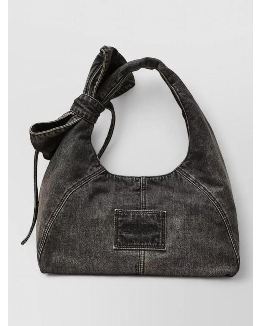 Marc Jacobs Black The Sack Denim Shoulder Bag Bow Detail