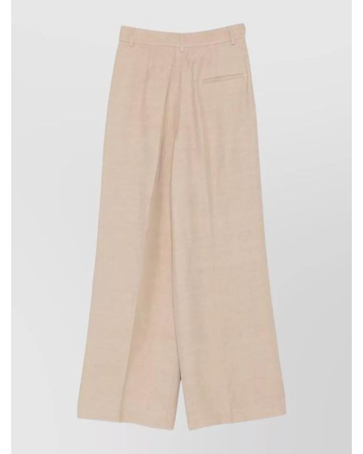 Fay Natural Cotton Trousers Wide Leg Belt Loops