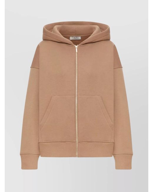Max Mara Natural Hooded Coat With Kangaroo Pockets And Ribbed Cuffs