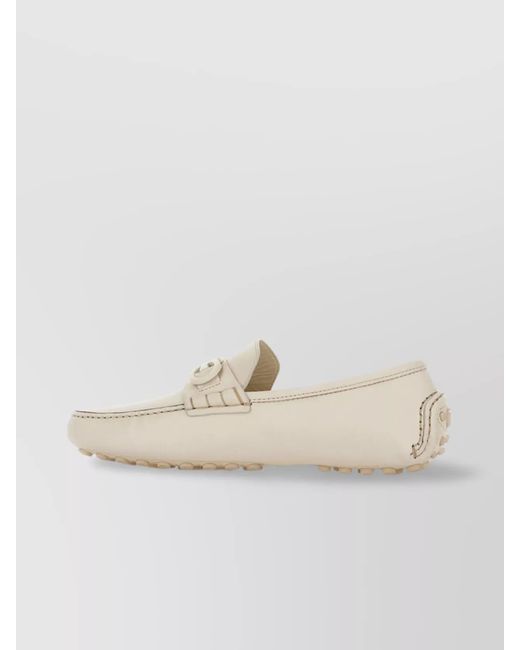 Ferragamo Natural Pebbled Leather Loafers for men