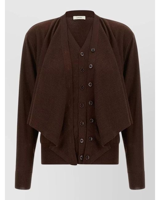Lemaire Brown Trompe L Oeil Knit Cardigan V Neck