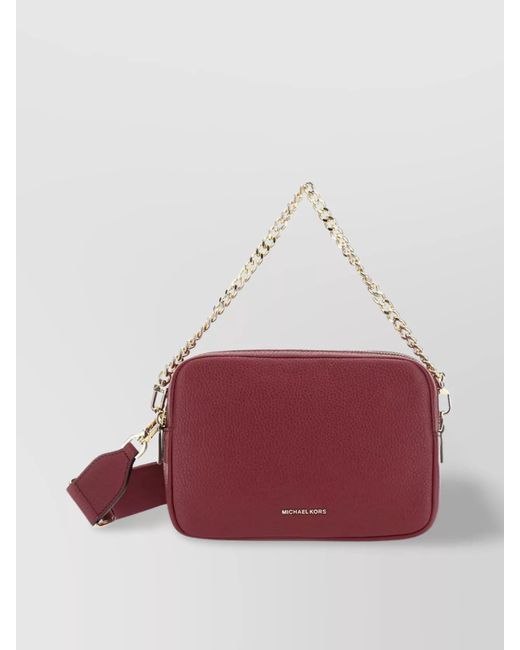 Michael Kors Red Leather Camera Bag Chain Strap