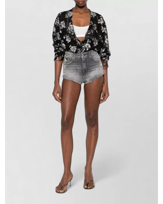 DIESEL Gray Denim Distressed Shorts