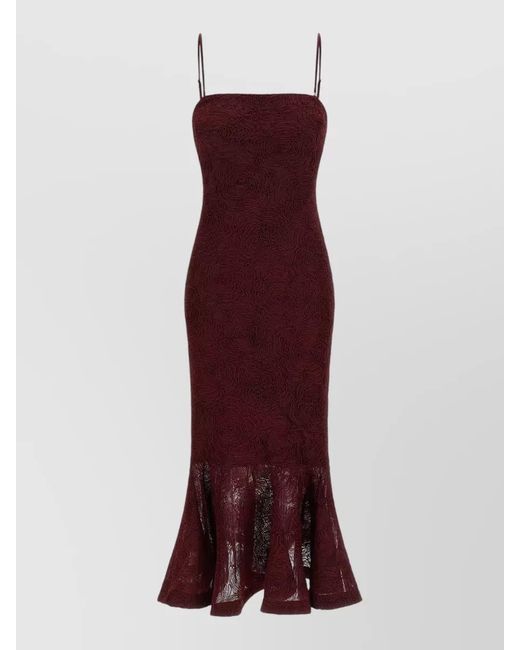 ROTATE BIRGER CHRISTENSEN Mesh Flounce Dress Flared Hem Spaghetti Straps