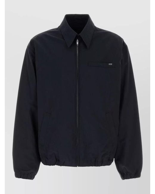 Prada Blue Nylon Jacket Collared Design Chest And Side Pockets for men
