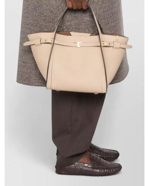 Tod's Natural Small Textured Leather Tote Bag Top Handle