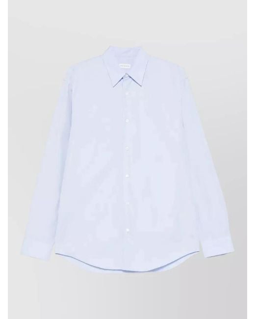 Dries Van Noten White Caper Cotton Poplin Shirt Button Collar for men
