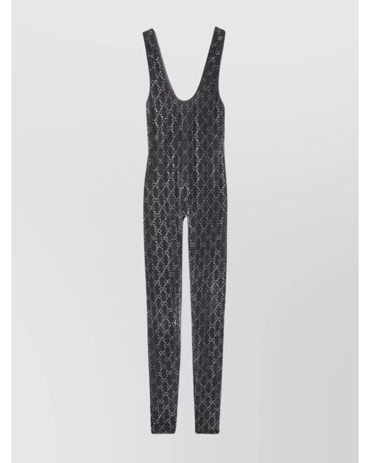 Gucci White Crystal-Embellished Sleeveless Scoop-Neck Jumpsuit