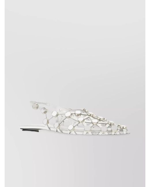 The Attico Multicolor Grid Ballerinas With Mirror Surface And Studs