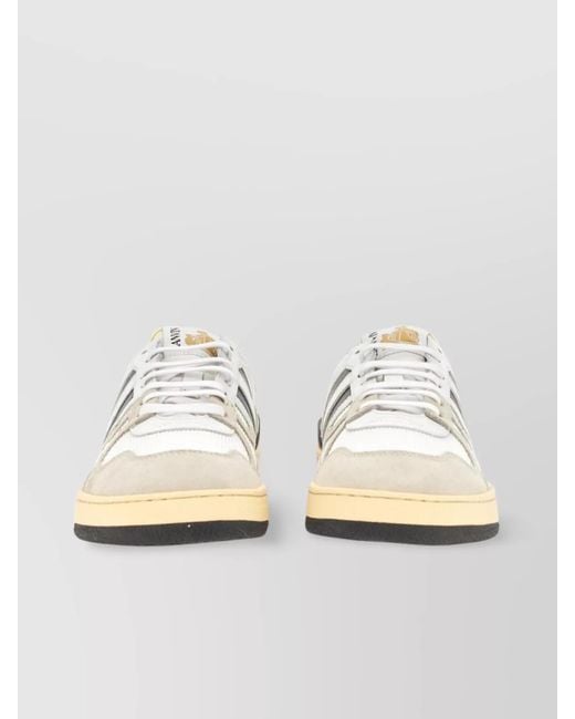 Lanvin White Mesh Suede And Nappa Leather Low-Top Sneakers