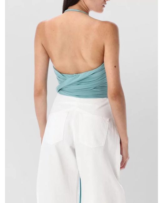 Alaïa Blue Cross Pleat Top