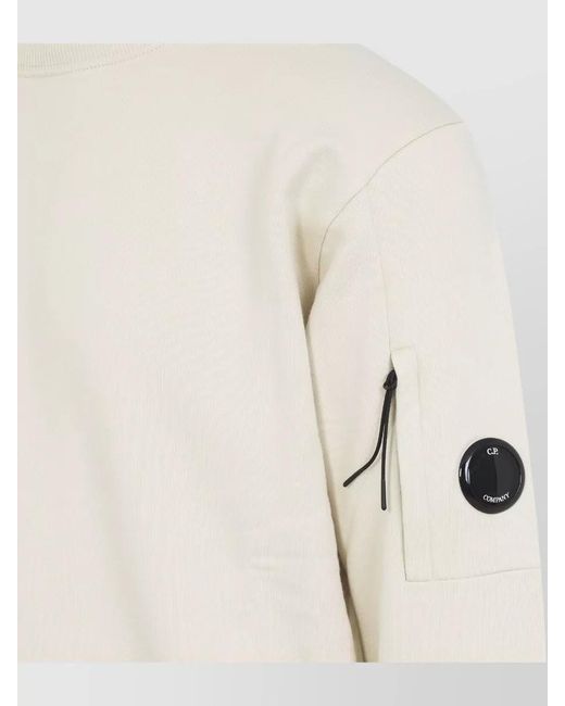 C P Company Natural Cotton Sweatshirt Lens Sleeve Pocket for men