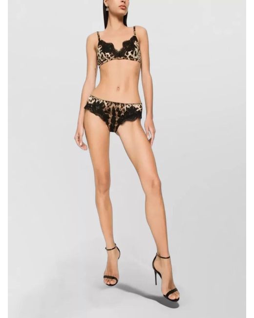 Dolce & Gabbana Black Silk Leopard-Print Soft-Cup Bra
